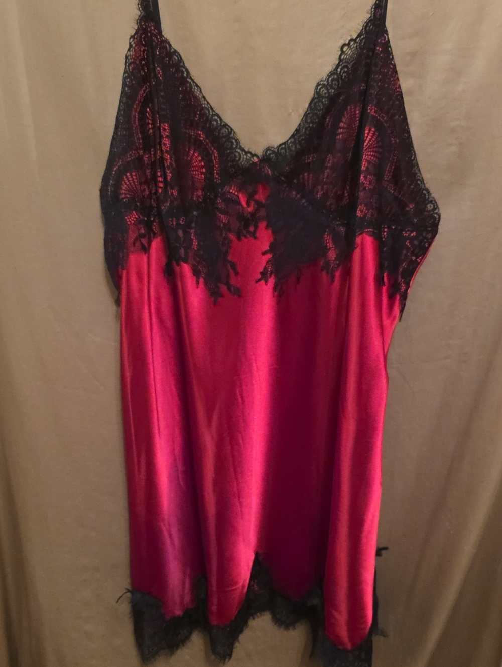 Ladies' Red Lace Trim Slip Dress 4XL